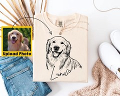 Custom Dog Portrait Photo Comfort Tee Personalized Pet Memorial Shirt Gift