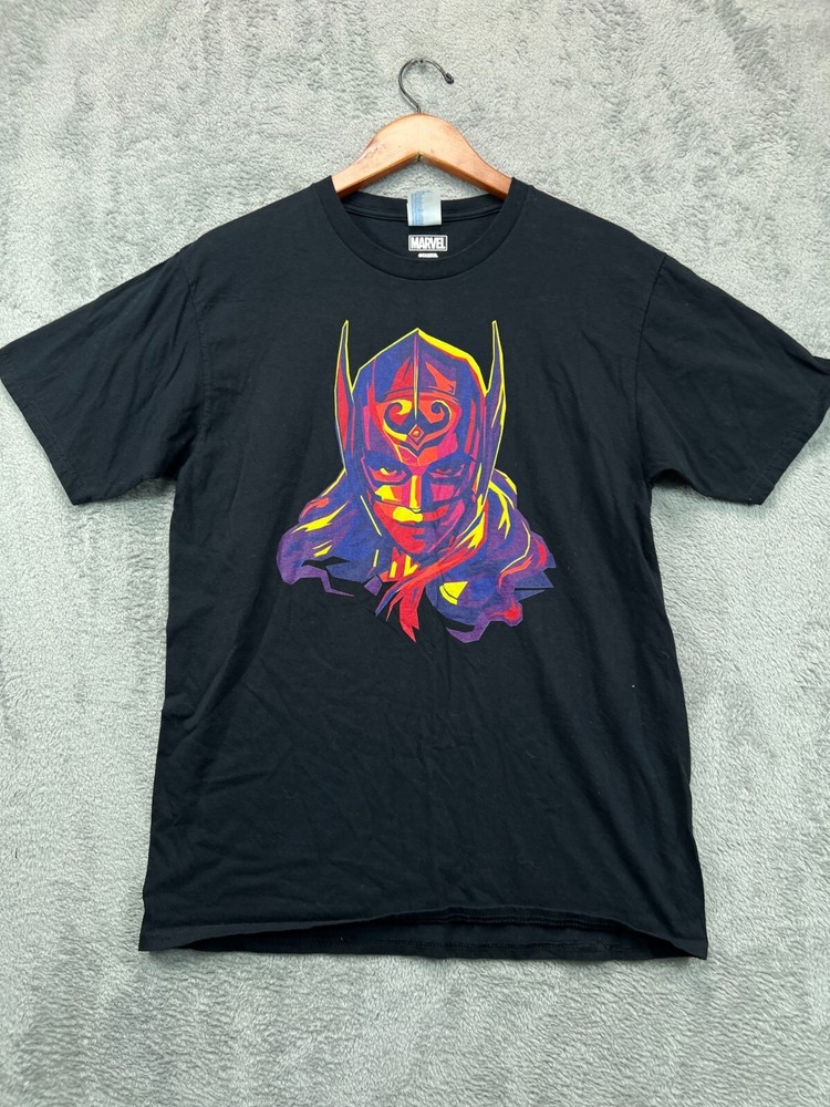 Marvel Thor Female T Shirt Mens Medium Black Ring Spun Crew Graphic Short Sleeve