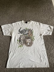 VTG Diamond Dust Shirt Mens XL White Wildlife Graphic Crew Neck Cotton Jersey