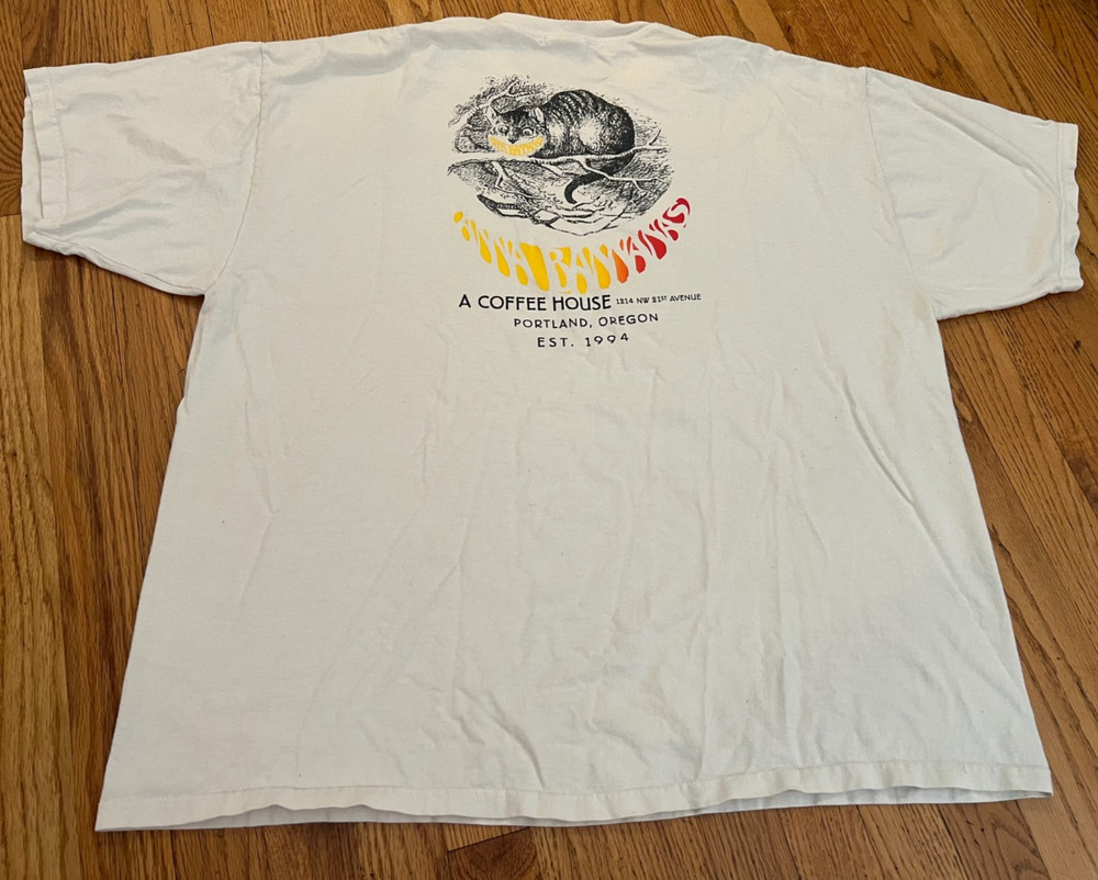 VTG 90s Anna Bananas Original NW Portland Coffee House Alice in Wonderland 2XL