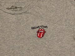 The Rolling Stones Embroidered Tongue Logo Gray Tee Shirt GU Vintage Style XL