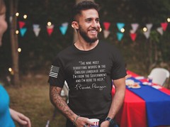 Ronald Reagan Famous Quote Reagan Bush American Flag Sleeve Patriotic Mens