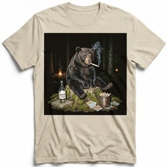 Funny Bear Smoking T-Shirt Bad Habits Forest Wildlife Meme Graphic Tee