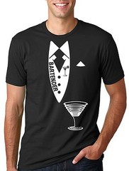 Bartender T-shirt Bar Club Restaurant Bartender Tee Shirt Tie T-shirt