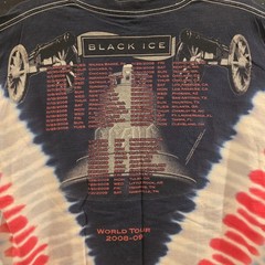 Vintage AC/DC Black Ice Pleated V Tie Dye Official 2008 Tour Concert Shirt Sz L