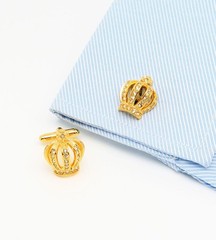 Jonwo Golden Royal Crown Mens Cufflinks In Gift Case Novelty Crown with Cryst…