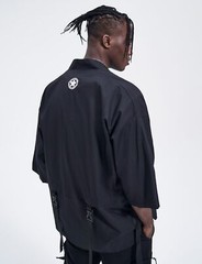 Niepce Matte Black Tee Japanese Samurai T-Shirt Kanji Embroidery Shirt
