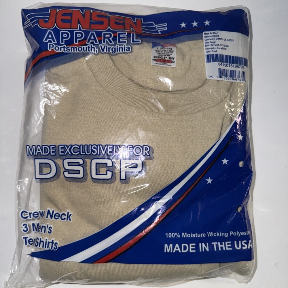US Army Military Sand T-Shirts 100% Combed Cotton DSCP Desert Large 3 Pack NEW