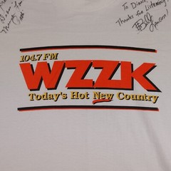 Vintage WZZK Country Music Shirt Mens XL White 104.7 Bill Lawson Signed 90s