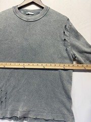 Zara T Shirt Mens Small Heather Gray Ribbed Knit Distressed Crew Neck Casual