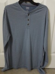NWT Men’s Large C & C California Brand Striped Long Sleeve Henley Blue Shirt