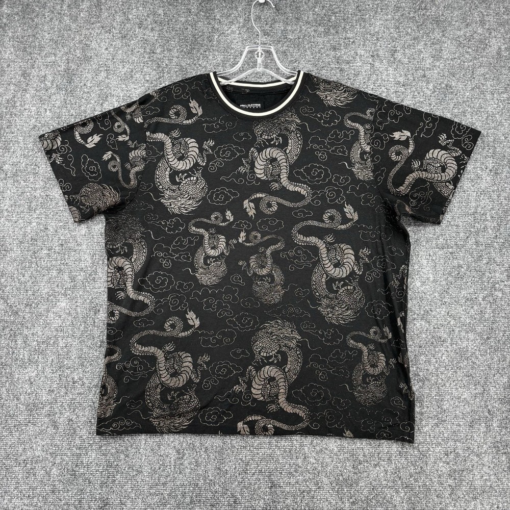 Drill Clothing Company Black Crew Neck T Shirt Men’s XL Dragon Grunge