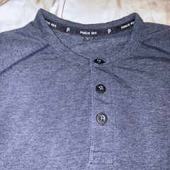 PUBLIC REC Henley Shirt Mens Medium Blue Long Sleeve Go-To Pima Cotton Tencel