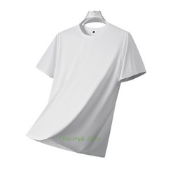 Summer fashion Men’s Silk T-Shirt Short Sleeve Luxury Soft Breathable Tee