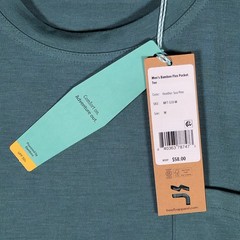 Free Fly Mens Bamboo Flex Pocket Tee Heather Sea Pine Green M 8300 UPF 50+ NEW