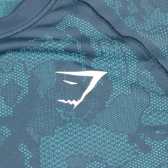 GymShark Camo T Shirt Men’s Small Training Blue Performance Workout Logo Mesh