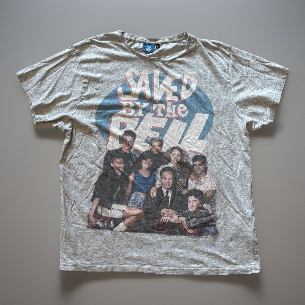 Saved By The Bell T Shirt Mens Large L Gray Retro 90s TV Show Cast Photo Graphic
