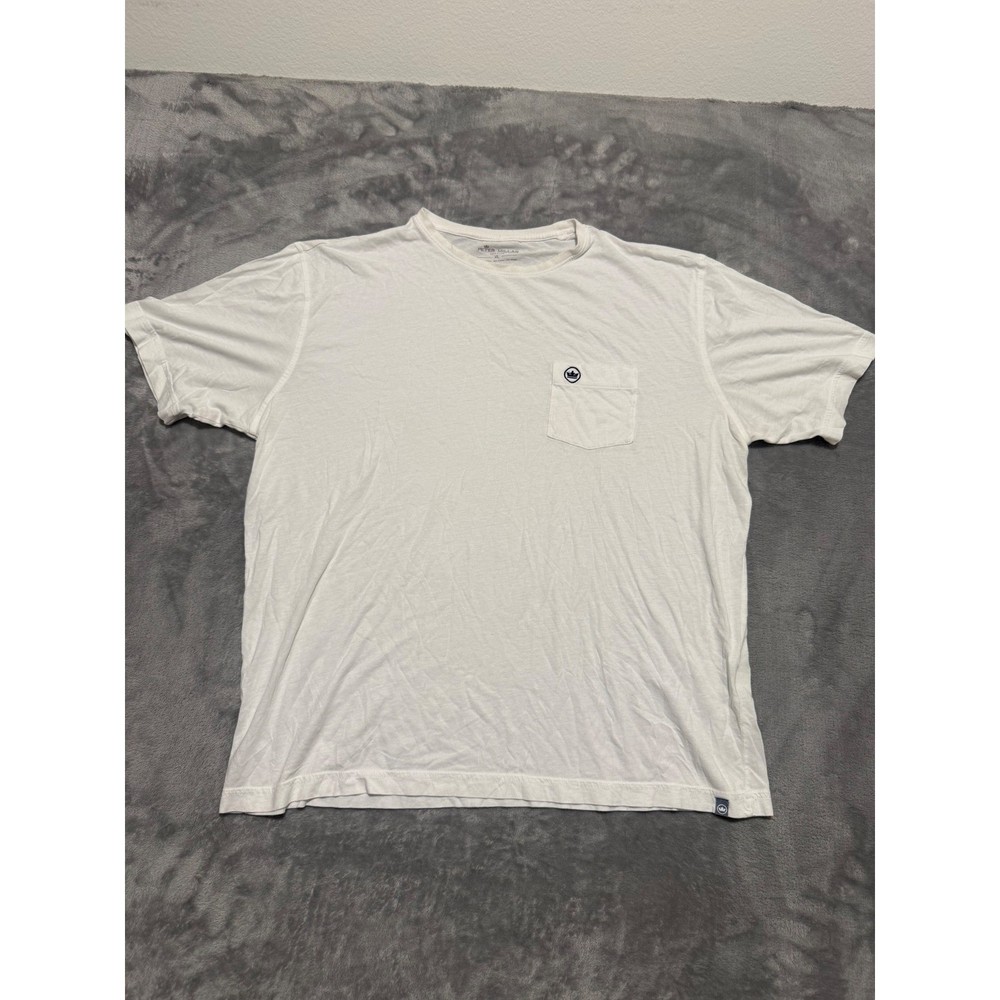 Peter Millar T-Shirt Mens XL White Seaside Cotton Modal Pocket Short Sleeve