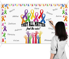 Cancer Awareness Signable Poster with Colorful Ribbon for Charity Events