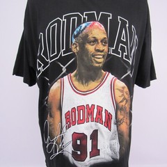 DENNIS RODMAN T-SHIRT Black Double Side Print Men’s XL Made in USA