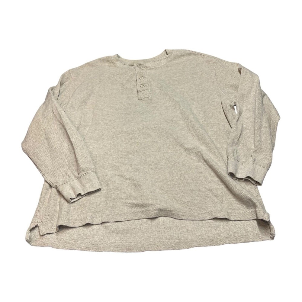 Craftsman Shirt Men’s 2XL Beige Stretch Henley Neck Long Sleeve High Low Hem