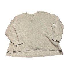Craftsman Shirt Men’s 2XL Beige Stretch Henley Neck Long Sleeve High Low Hem