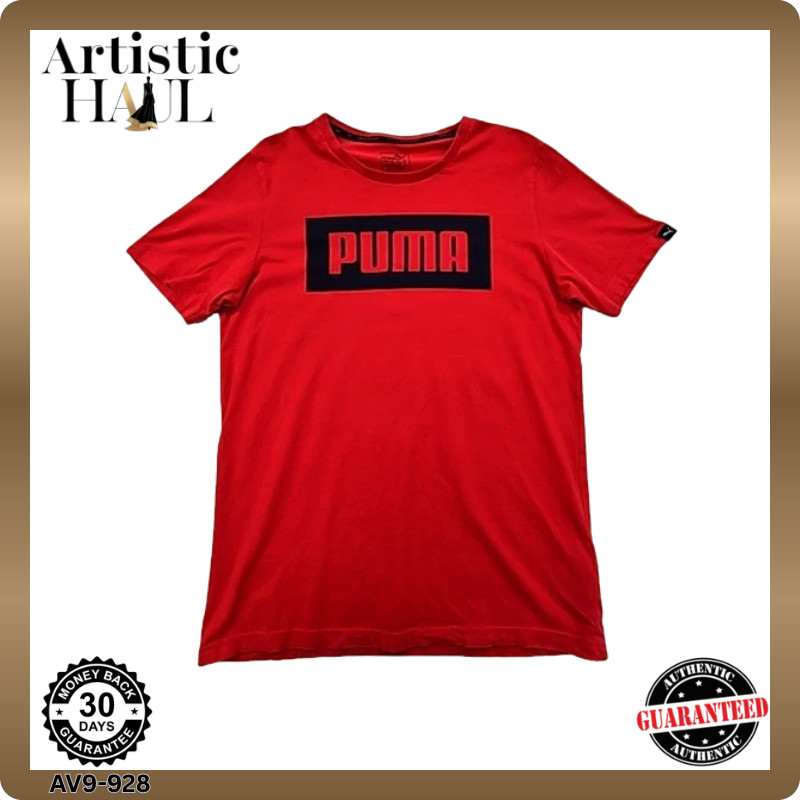 Puma Red Cotton Short Sleeve Crew Neck T-Shirt Mens S