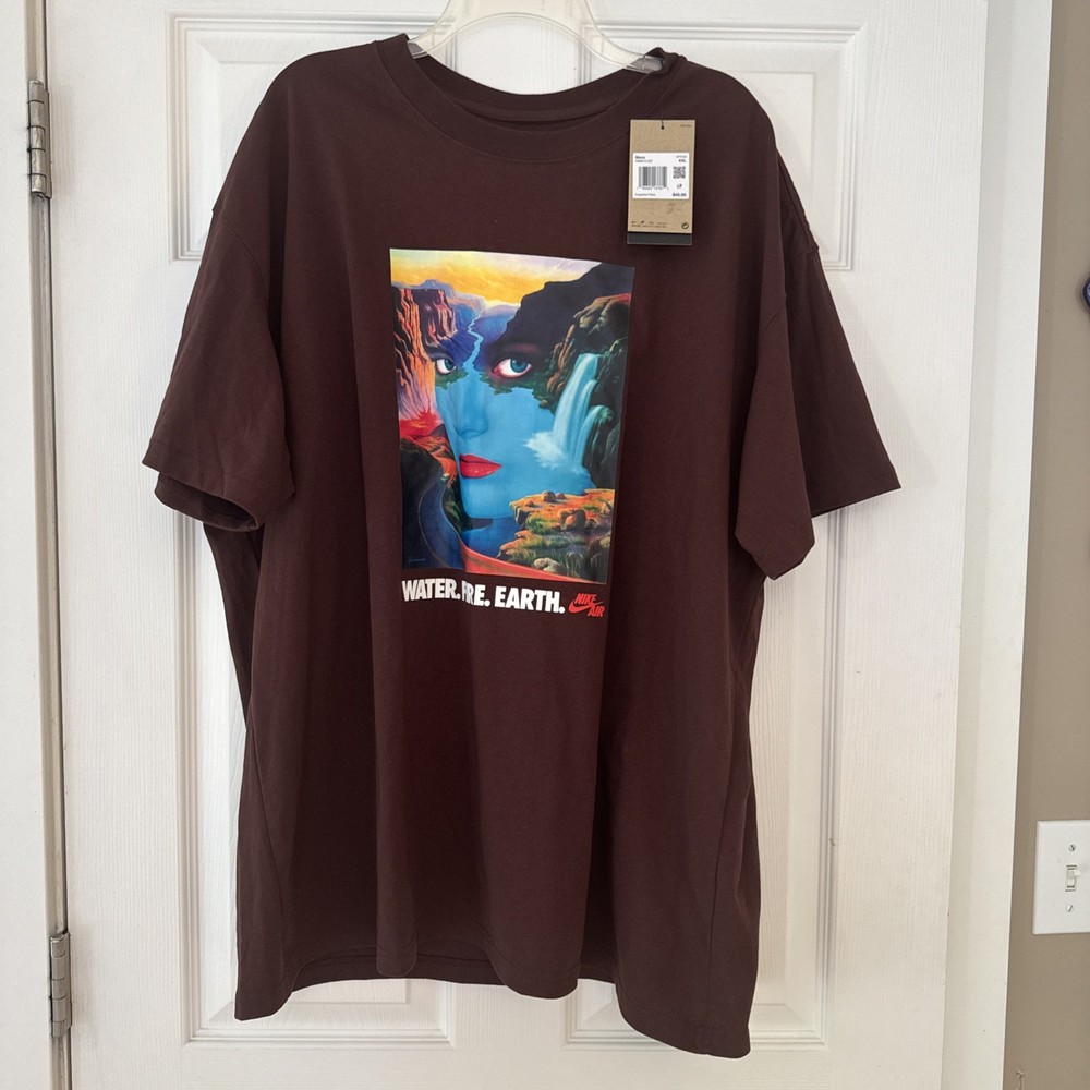 Nike Max90 “Water Fire Earth” Graphic Tee FB9813-227 Men’s Size XXL – Brown NWT