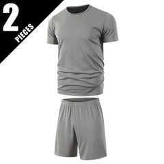 2-Piece Men’s Set Summer Short Sleeved Set Solid Color Quick Drying Sports Loose
