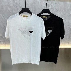 New Men Luxury Diamond Rhinestones Black White T-Shirt High Quality