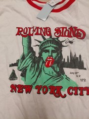 Rolling Stones New York City 1972 T-Shirt XXL White Ringer Tee Statue Liberty