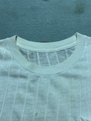 Vintage 40s 50s blank white pocket t shirt ribbed cotton distressed thrashed Med