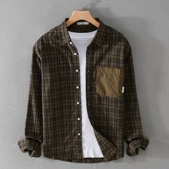 New Men’s Long Sleeved Shirt Casual Loose Color Blocked Shirt Sports Party Tops