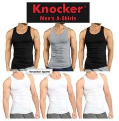 3 pieces Knocker Men’s Wife Beater Ribbed Undershirt A-Shirts Tank Top S-3XL