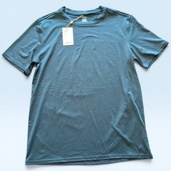 Quince Shirt Mens Medium Blue Stretch Tagless Crewneck Tee T-Shirt Recycled