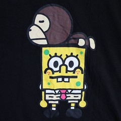 BAPE Baby Milo x SpongeBob Black Graphic Tee Men’s XL Rare Vintage Streetwear