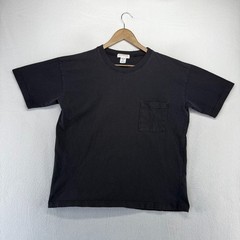 Vintage Express Tricot Shirt Men’s medium Black Blank Boxy USA Made Pocket 90s
