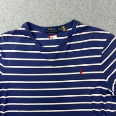 Polo Ralph Lauren Shirt Mens Large Blue White Stripe Custom Slim Fit Crewneck