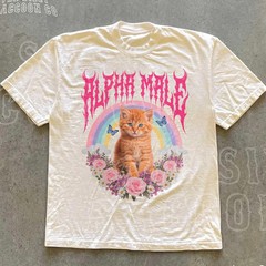 Alpha Male Funny Kitten Shirt Ironic Cat Meme Tee Sarcastic Gift Full
