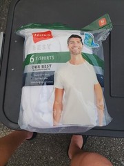 Hanes Best Tagless T-Shirt Lay-Flat Collar Tagless Cool Comfort, White, 6 Count