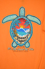 Juana’s Pagodas & Sailors’ Grill Tee Shirt Bright Orange Navarre Florida Size Lg