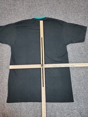 Vtg 90s Fruit of the Loom RMS Band Double Collar & Sleeve Black Teal Sz L