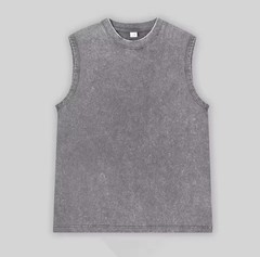 Men’s Acid Wash Muscle Shirt – Vintage Sleeveless T-Shirt, Plain