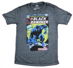 Black Panther Mens T-Shirt – Jungle Action 23 Cover Retro Image