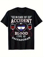 El Salvador Flag Souvenir T-Shirt Loose Fit Machine Washable Tee with Patriot