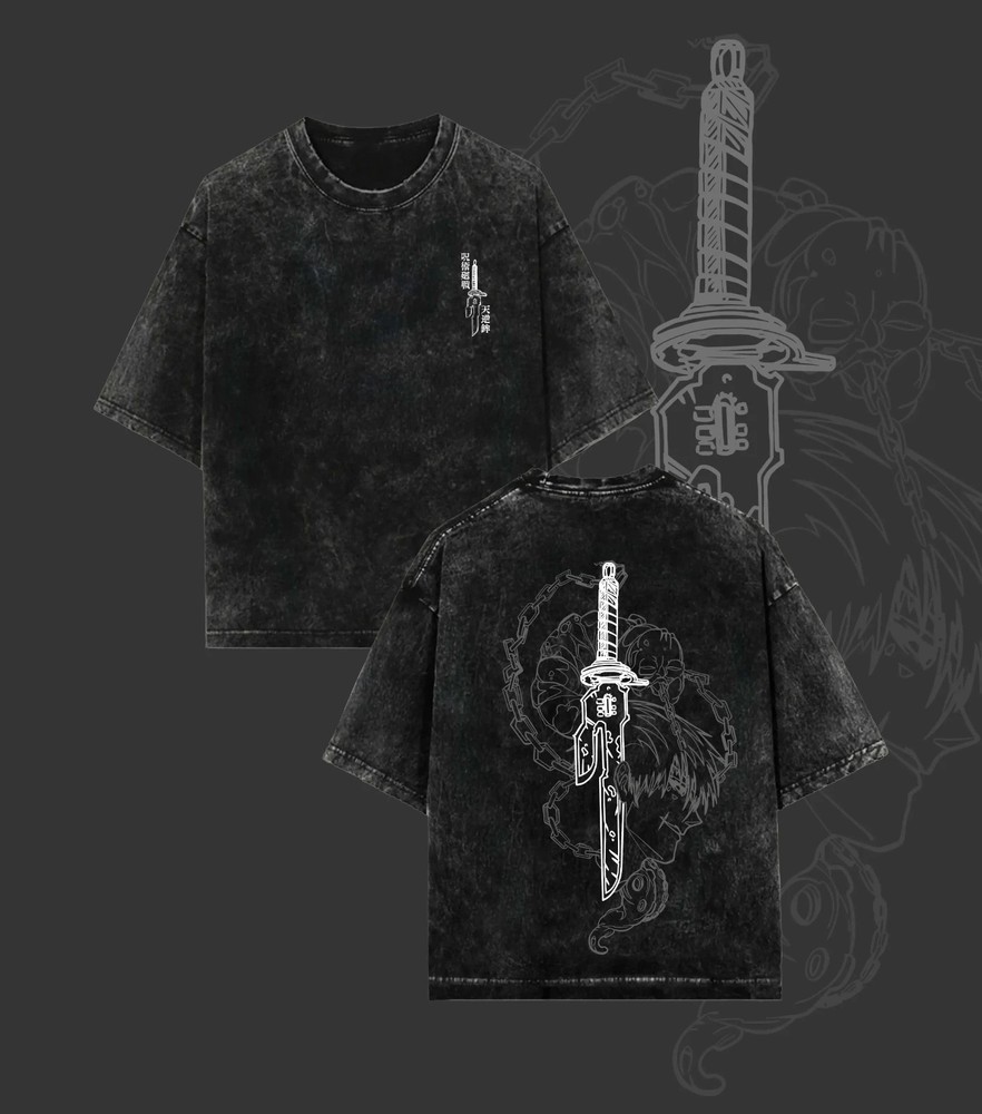 Toji Vintage Oversized Washed Tee Unisex Oversize Anime Manga Lightweight Cotton