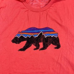 Patagonia Mens Orange Fitz Roy Bear Organic Crewneck Slim Fit T-Shirt Size M