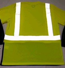 North 15 High Vis LS Safety Work T-Shirt Pocket ASNI Class 2 Yellow Black Sz L