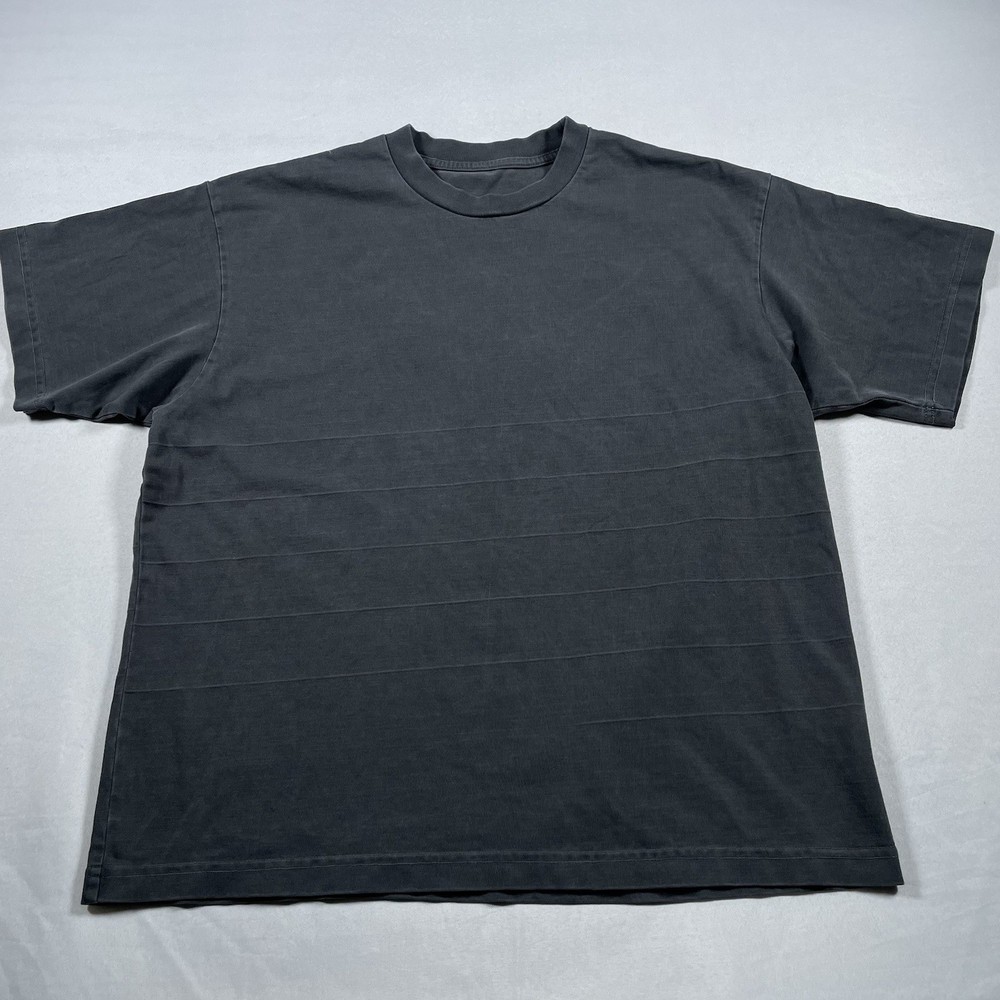 Uni/Form 100% Supima Cotton Subtle Striped Design Boxy Heavy weight Tee Shirt L