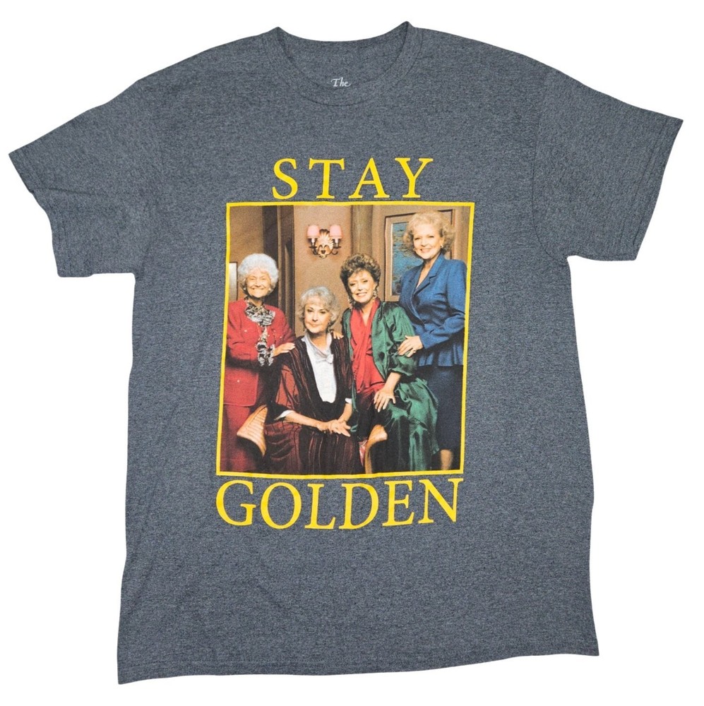 The Golden Girls Stay Golden Graphic Tee Shirt Medium M Gray Heather ABC Cast